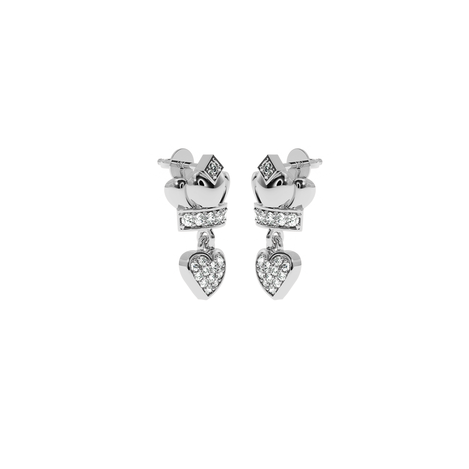 Buy Crown Heart Drop Diamond Earrings 0.22Ct | Solitairekart